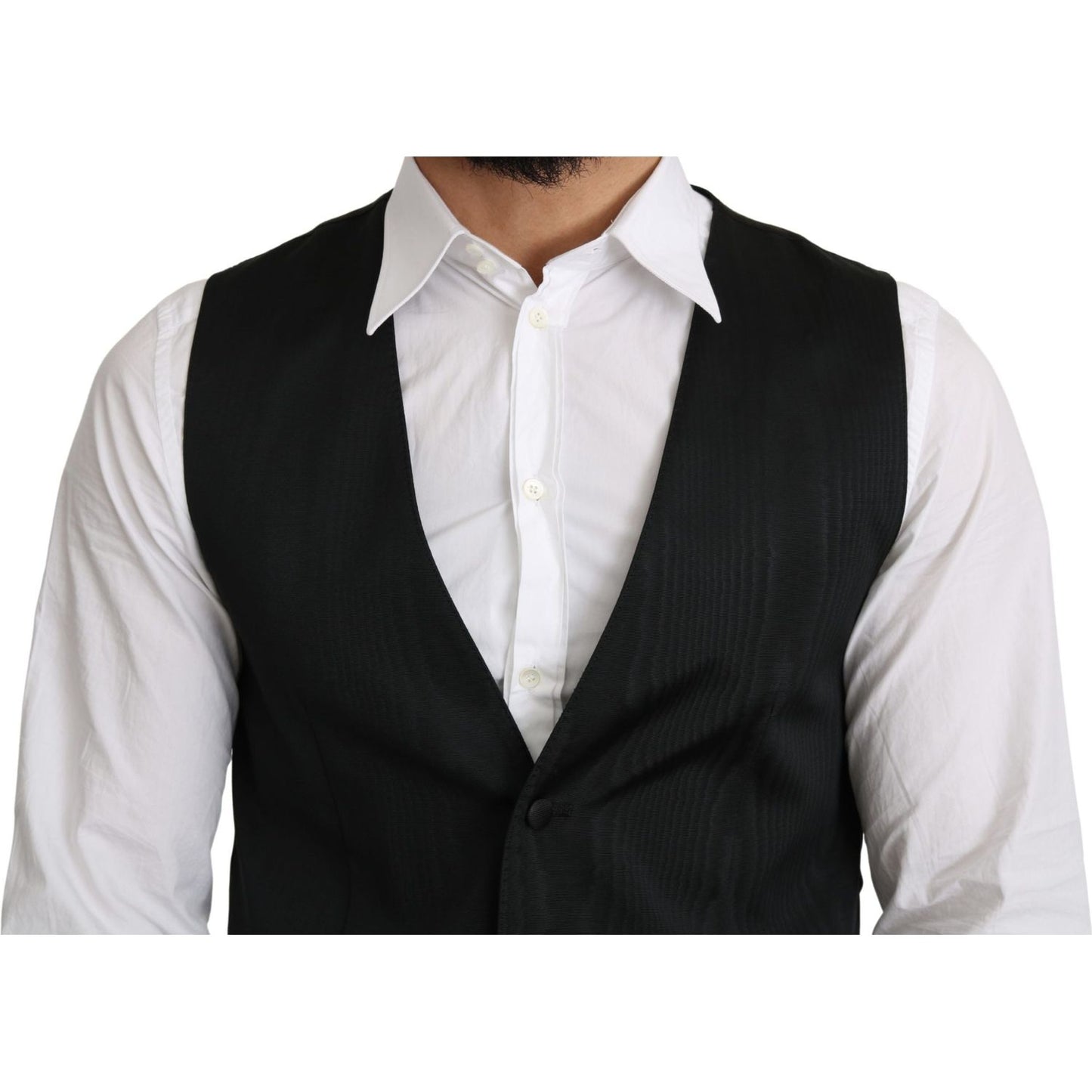 Dolce & Gabbana Gray 100% Silk Formal Coat Vest