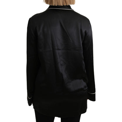 Dolce & Gabbana Black Shirt Silk Stretch Top Blouse