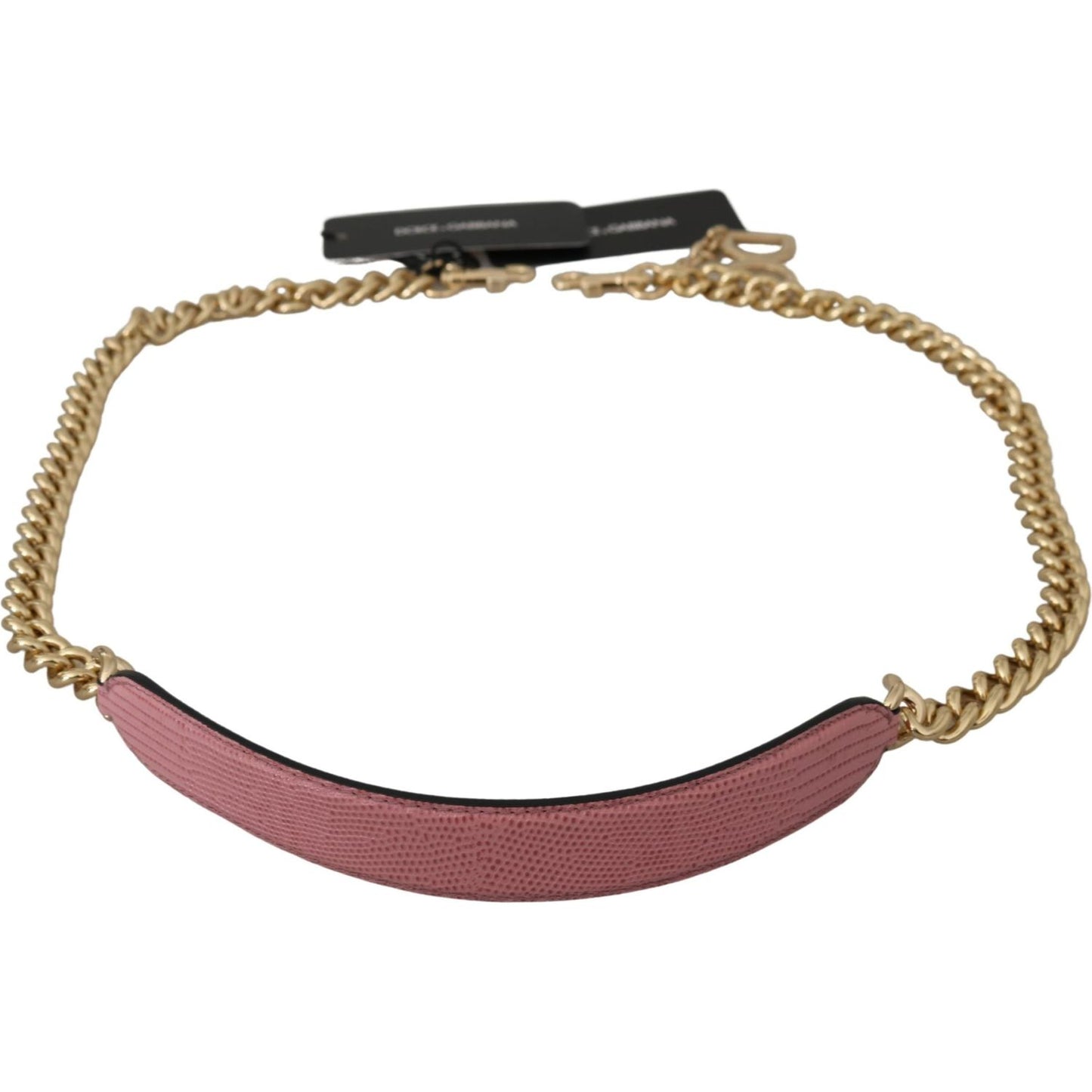 Dolce & Gabbana Pink Leather Gold Chain Accessory Shoulder Strap