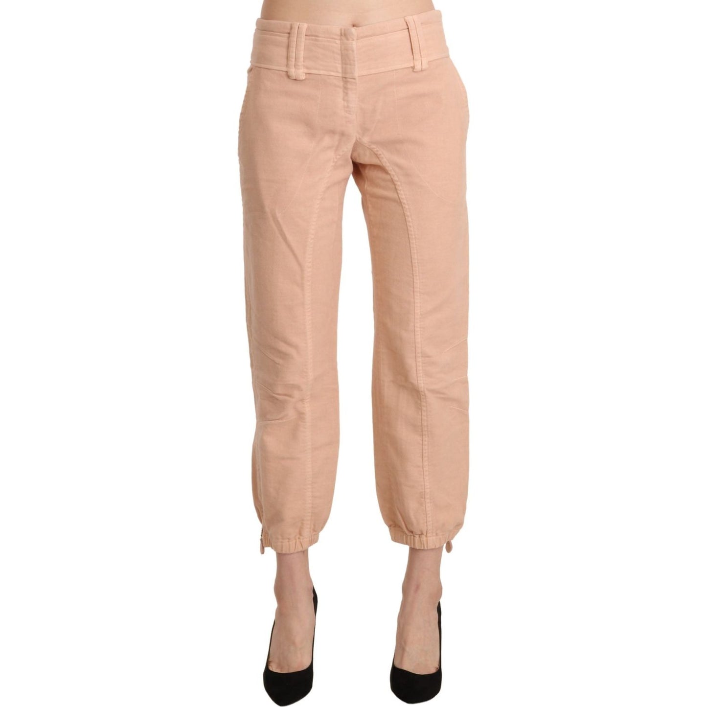 Ermanno Scervino Beige Mid Waist Cropped Cotton Trouser Pants Jeans & Pants