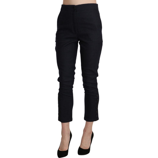 Ermanno Scervino Black High Waist Capri Cropped Cotton Pants PAN71131-40
