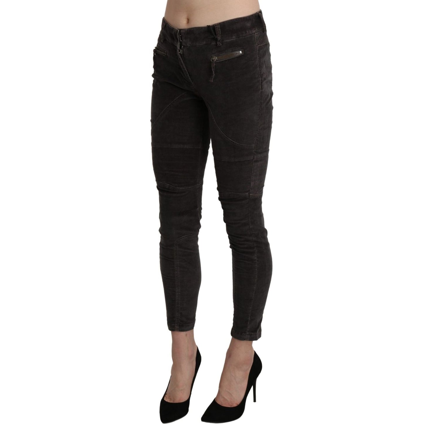 Ermanno Scervino Brown Velvet Capri Cropped Cotton Pants