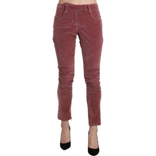 Ermanno Scervino Red Mid Waist Skinny Cotton Pants