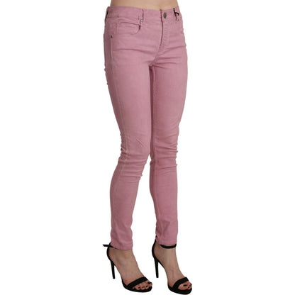 Acht Pink Mid Waist Skinny Stretch Denim Pant