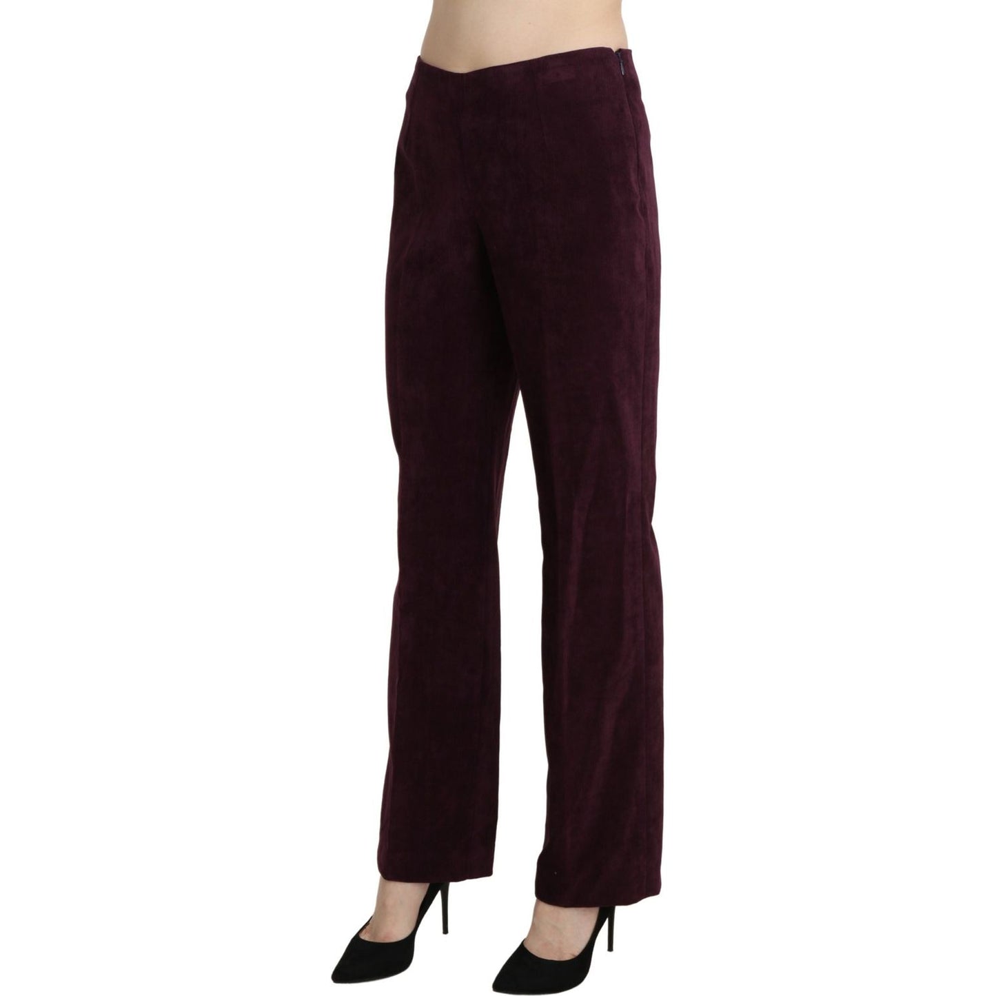 BENCIVENGA Purple Suede High Waist Straight Trouser Pants