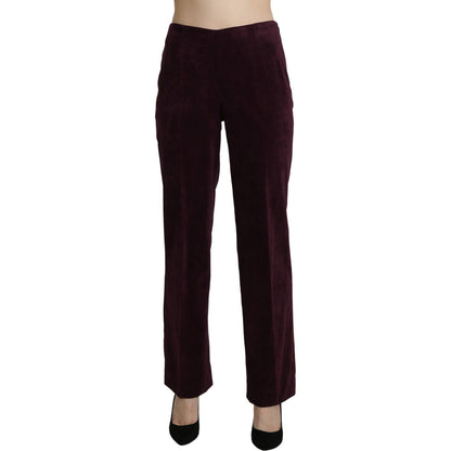 BENCIVENGA Purple Suede High Waist Straight Trouser Pants