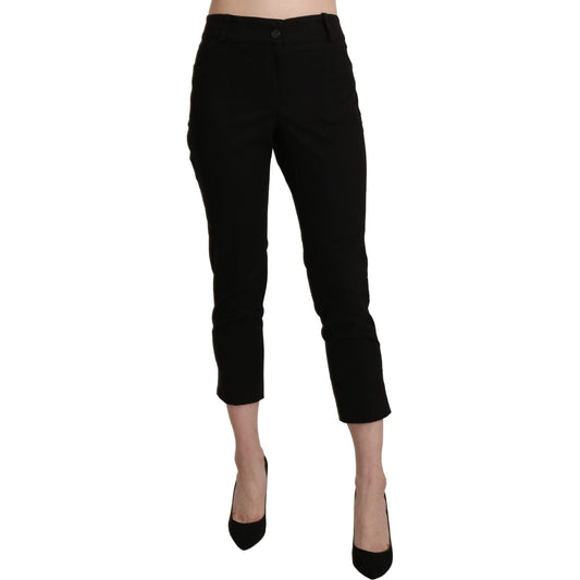 BENCIVENGA Black High Waist Skinny Cropped Dress Trouser Pants PAN71368-44