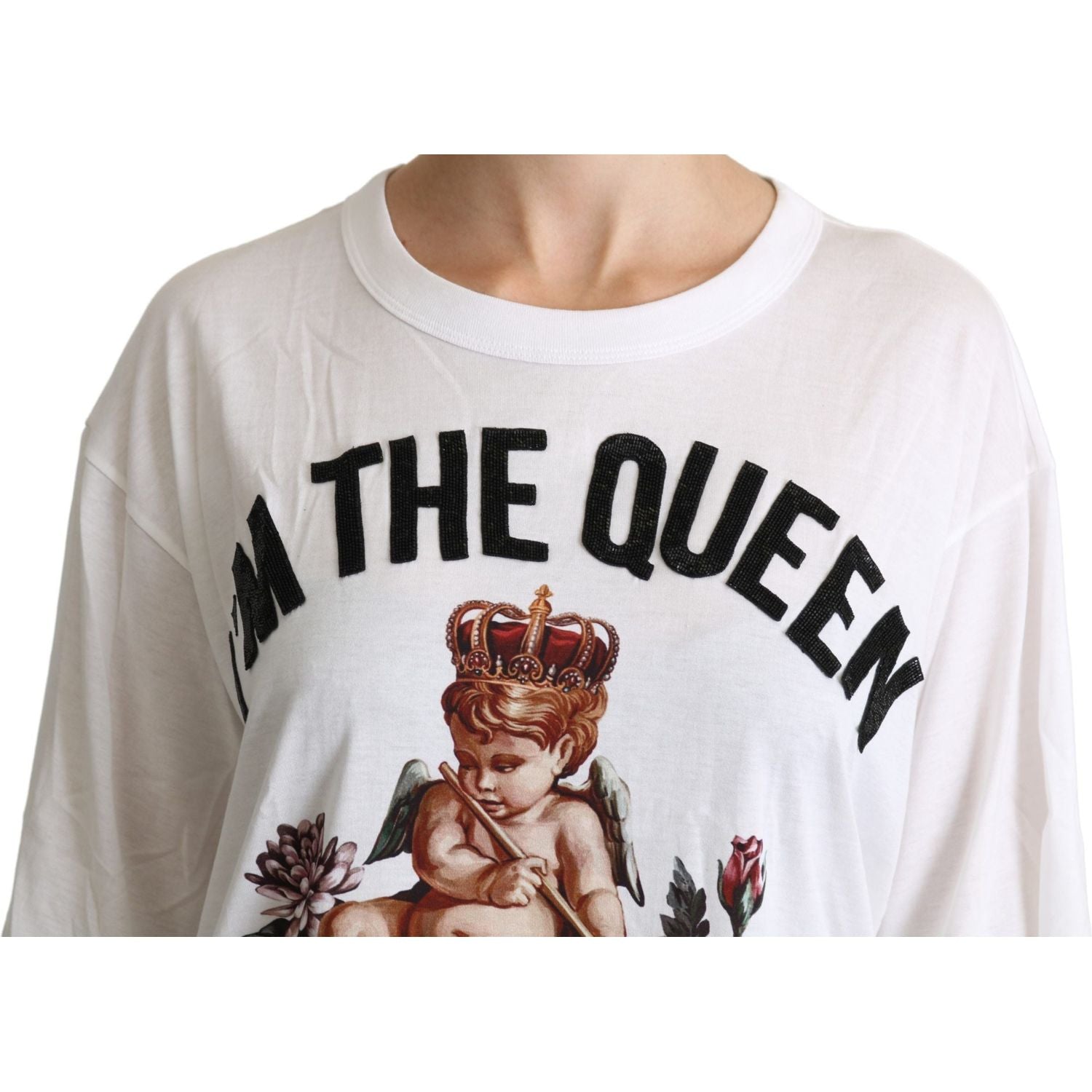 تي شيرت دولتشي آند غابانا الأنيق المصنوع من مزيج القطن باللون الأبيض