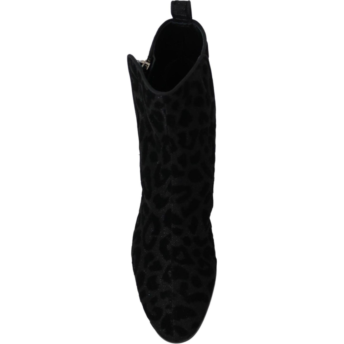 Dolce & Gabbana Black Leopard Short Boots Zipper Shoes
