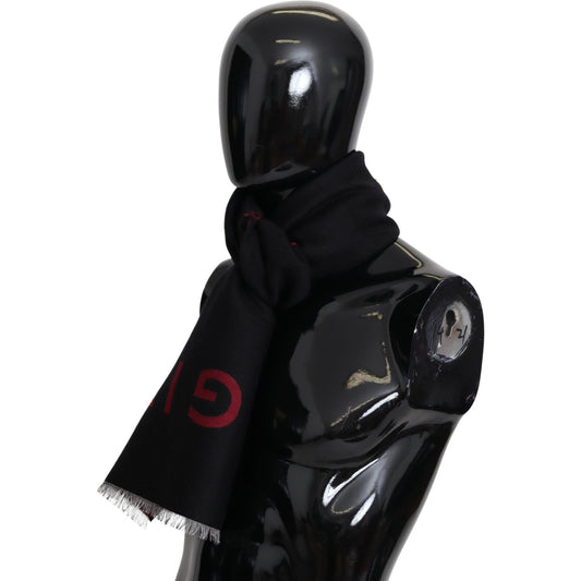 Givenchy Black Red Wool Unisex Winter Warm Wrap Scarf Shawl MS1843