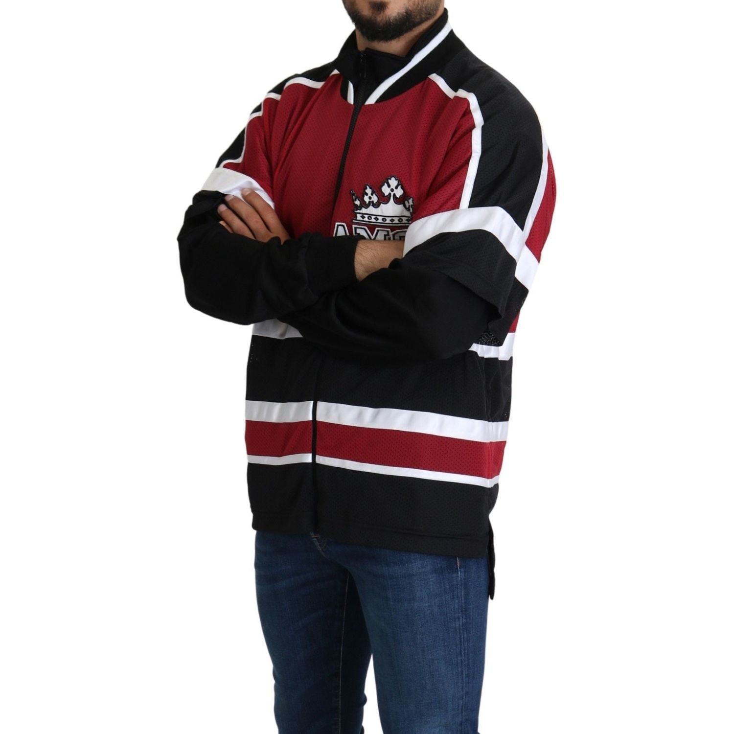 سترة دولتشي آند غابانا الأنيقة ذات السحاب الكامل باللونين الأسود والأحمر