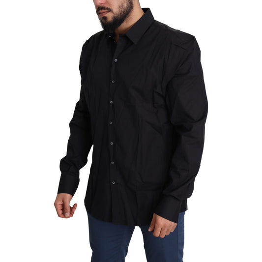 Dolce & Gabbana Black Cotton Stretch Dress SICILIA Shirt TSH5479-38