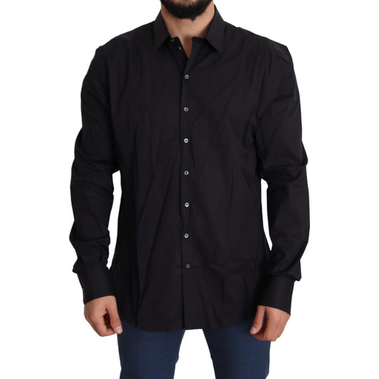 Dolce & Gabbana Black Cotton Stretch Dress SICILIA Shirt TSH5479-38