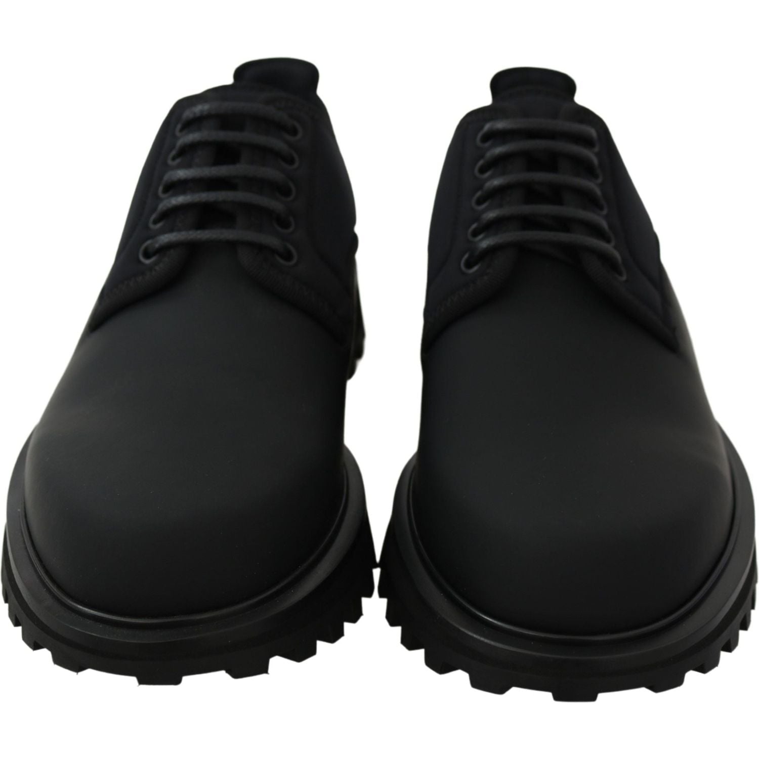 Dolce & Gabbana Black Rubberized Calfskin Chunky Derby Vulcano Shoes