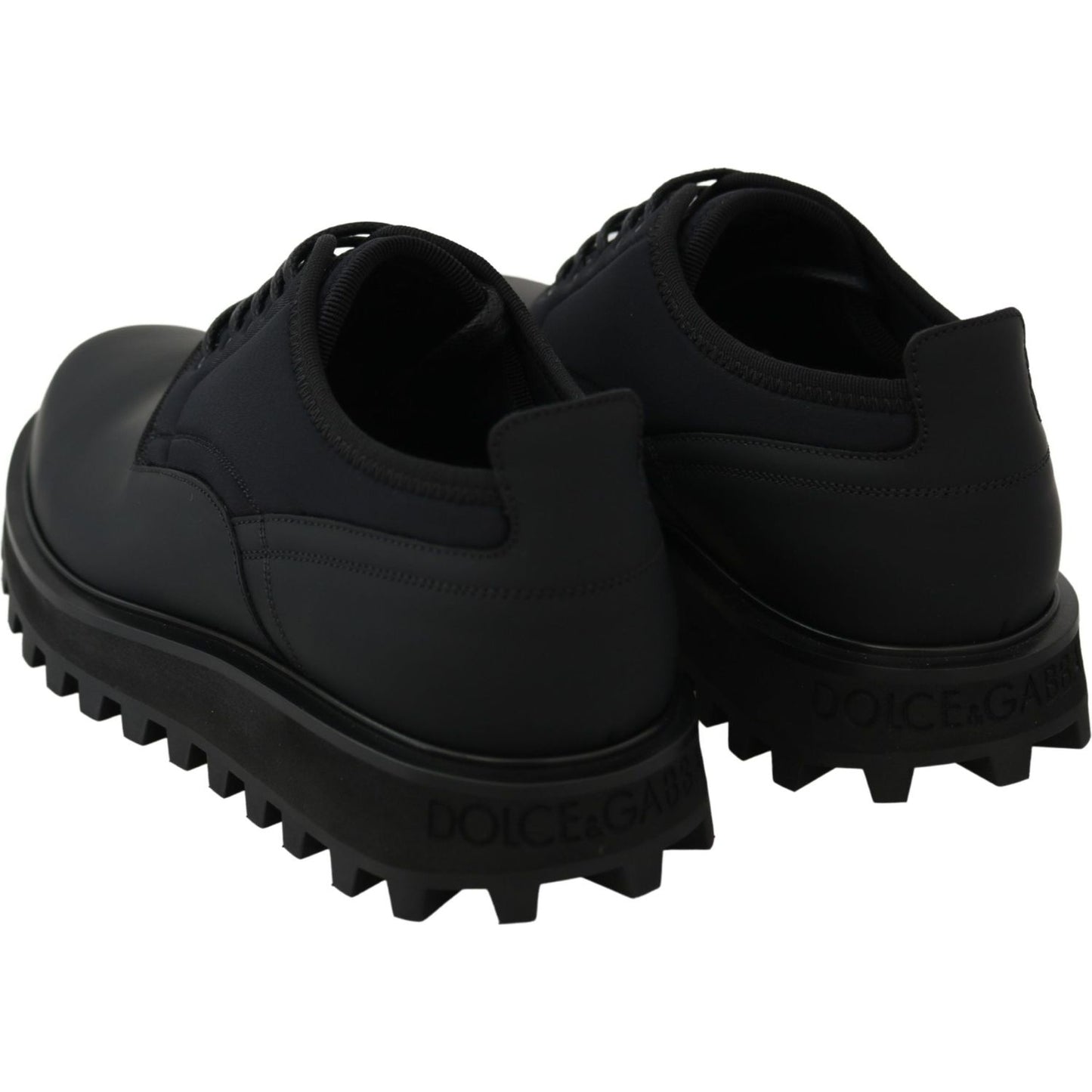 Dolce & Gabbana Black Rubberized Calfskin Chunky Derby Vulcano Shoes
