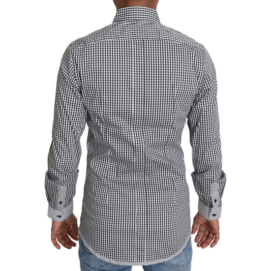 Dolce & Gabbana Black White Checkered Casual Shirt TSH5485-37