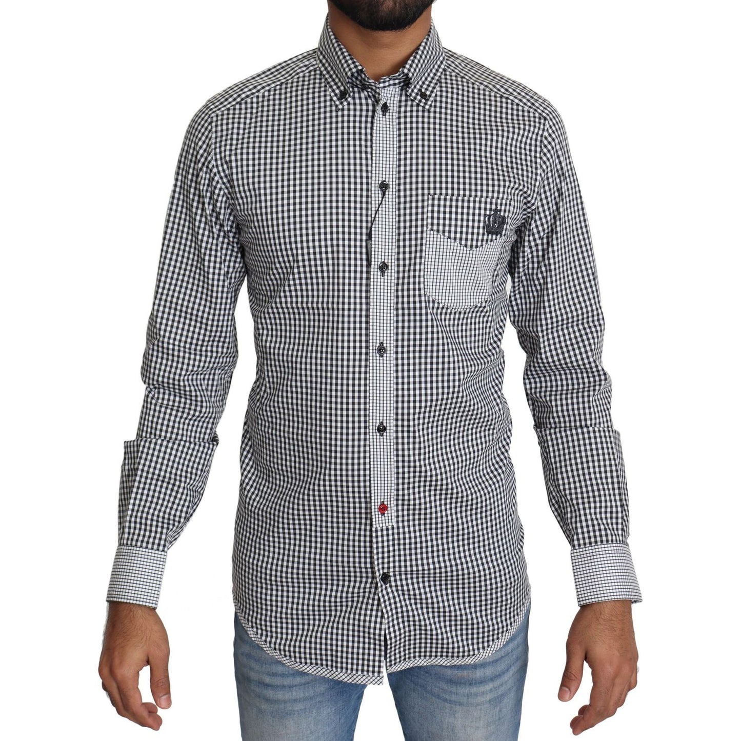 Dolce & Gabbana Black White Checkered Casual Shirt