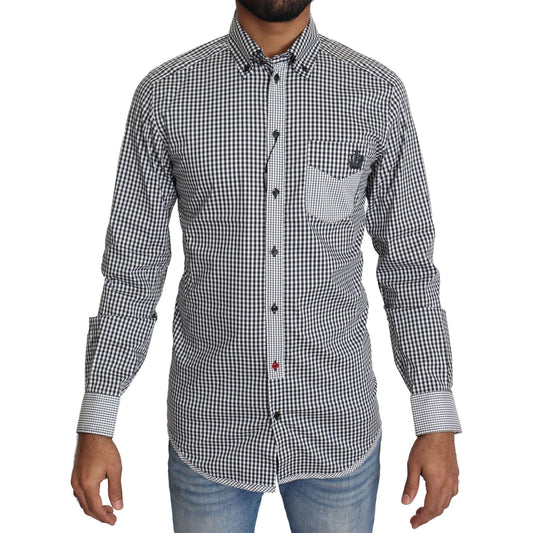 Dolce & Gabbana Black White Checkered Casual Shirt