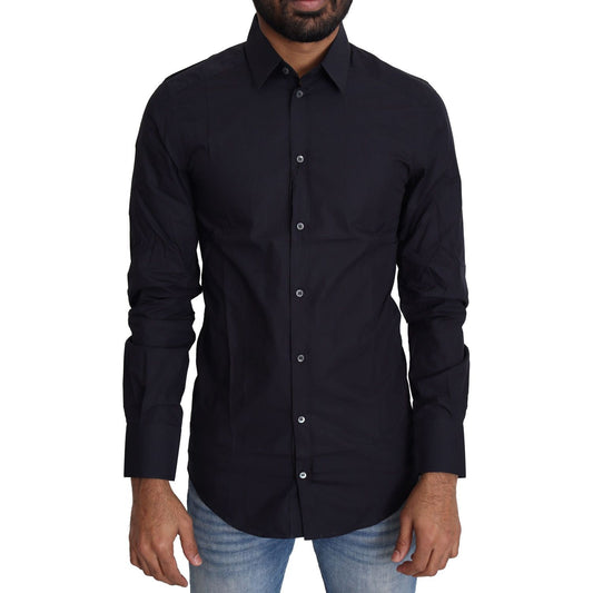 Dolce & Gabbana Navy Blue Cotton Formal Dress Shirt TSH5498-37