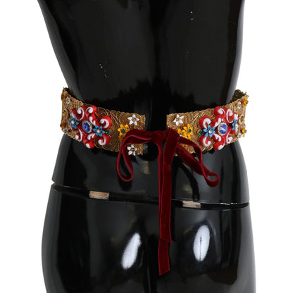Dolce & Gabbana multicolor Embellished Floral Crystal Wide Waist Belt Belt