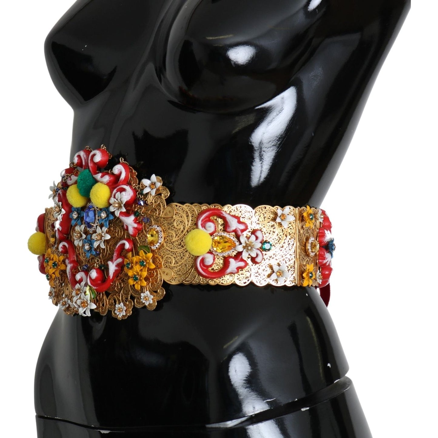 Dolce & Gabbana multicolor Embellished Floral Crystal Wide Waist Belt Belt