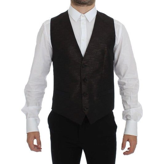 Dolce & Gabbana Black Wool Logo Dress Gilet Vest VE10113-48