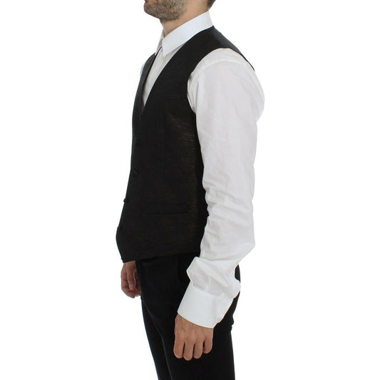 Dolce & Gabbana Black Wool Logo Dress Gilet Vest VE10113-48