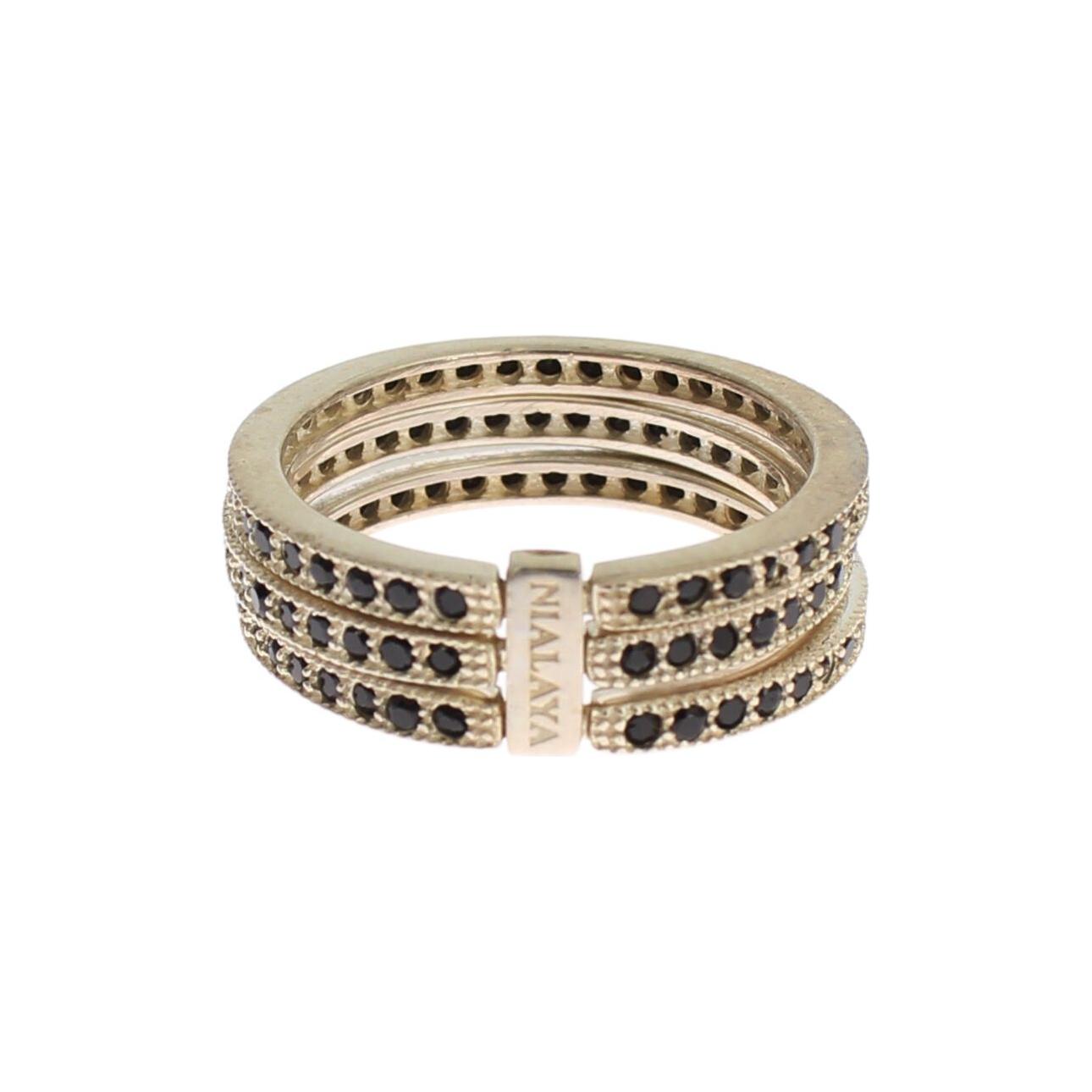 خاتم نيالايا الأنيق المصنوع من الفضة والزركون الأسود