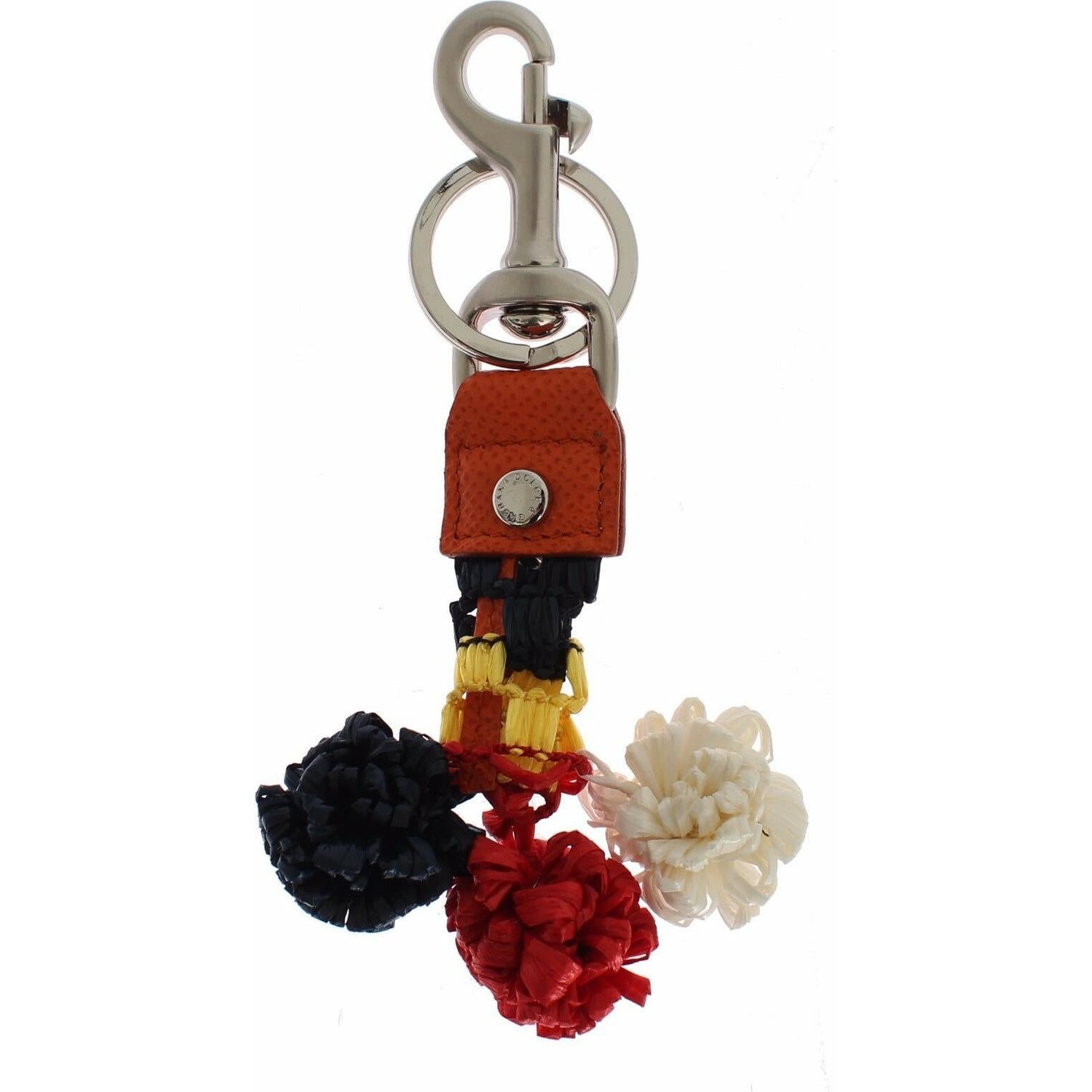 Dolce & Gabbana Multicolor Raffia Leather Clasp Finder Chain Keyring