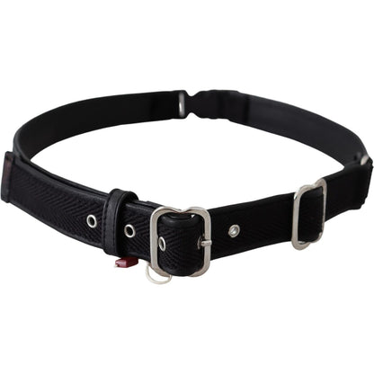 GF Ferre Black Leather Silver Chrome Metal Buckle Belt Belt