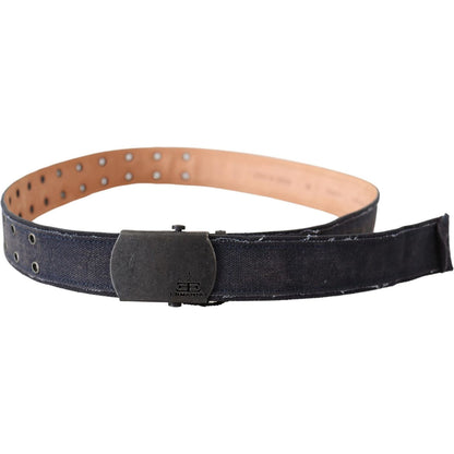 Ermanno Scervino Blue Leather Ratchet Buckle Belt Belt