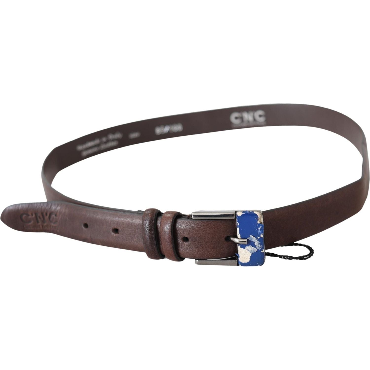 Costume National Brown Genuine Leather Silver Buckle Belt