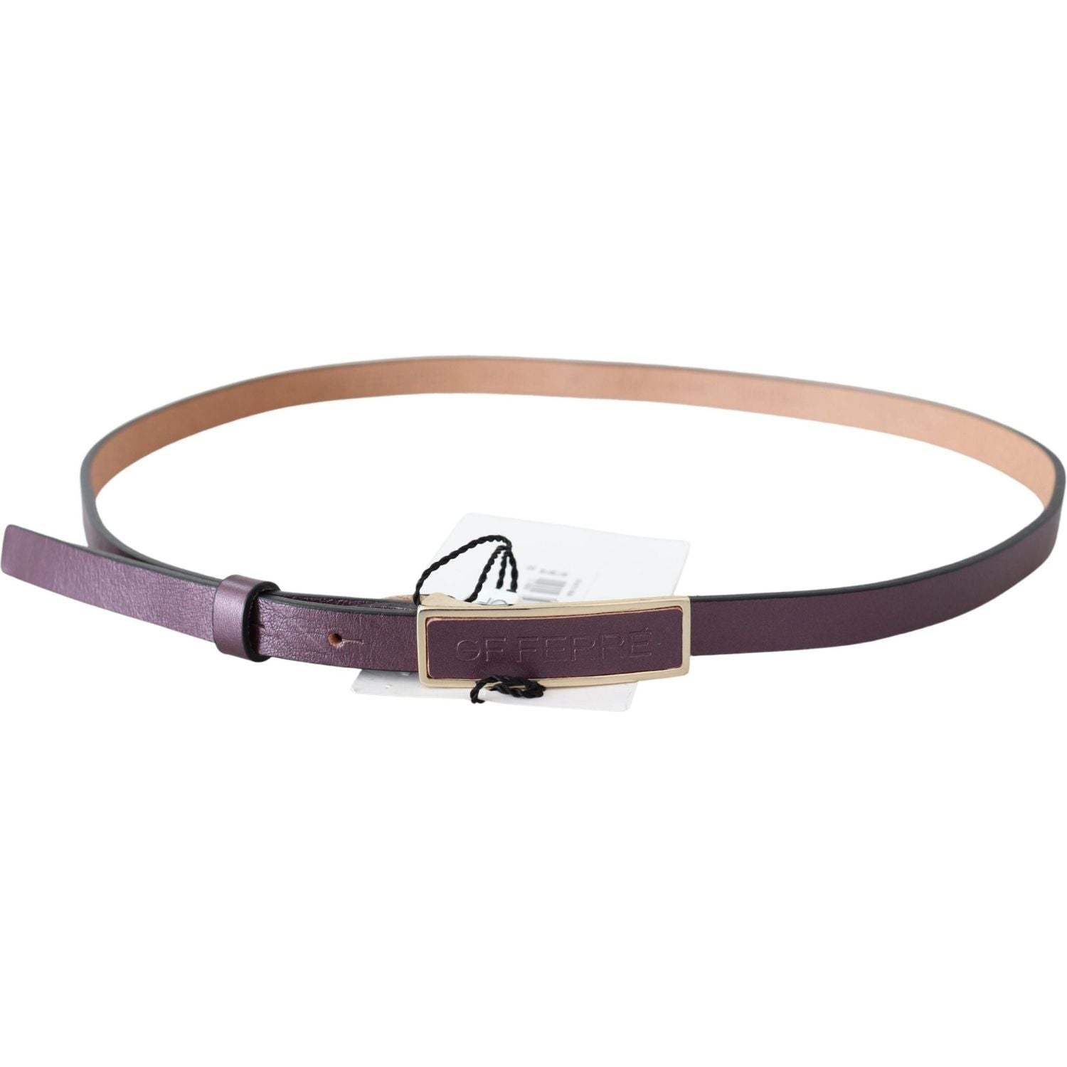 GF Ferre Gold Logo Buckle Waist Leather Skinny Belt