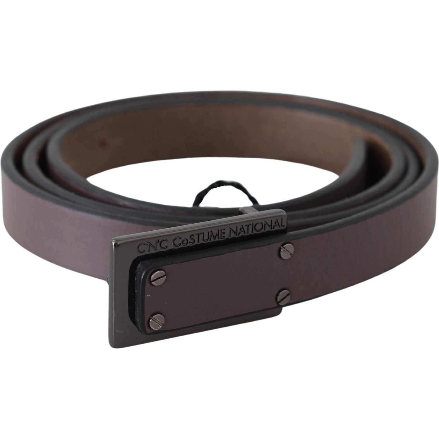 Costume National Brown Leather Tactical Logo Buckle Dark