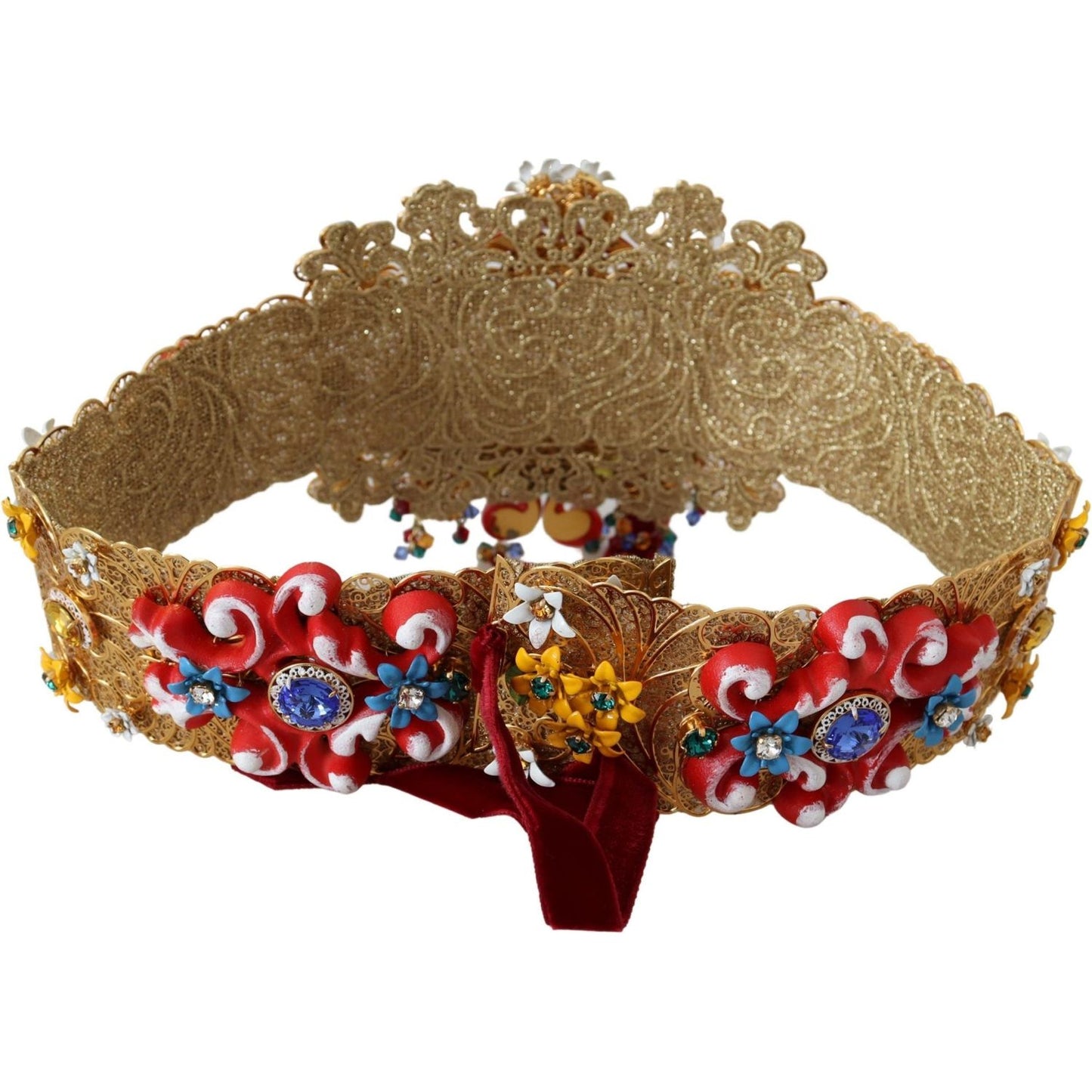 Dolce & Gabbana Embellished Floral Crystal Wide Waist Carretto Belt SMY100517-42