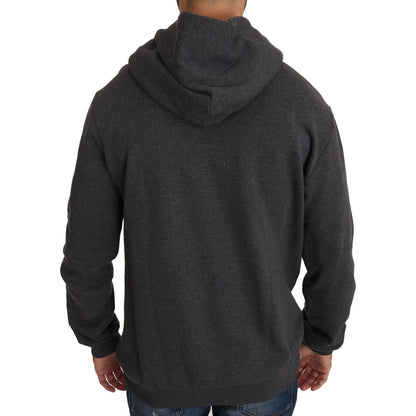 Dolce & Gabbana Gray Hooded Red Crystal Heart Gun Sweater