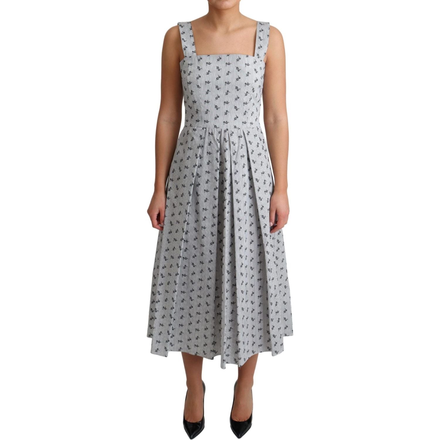 فستان دولتشي آند غابانا الأنيق المخطط المزهر