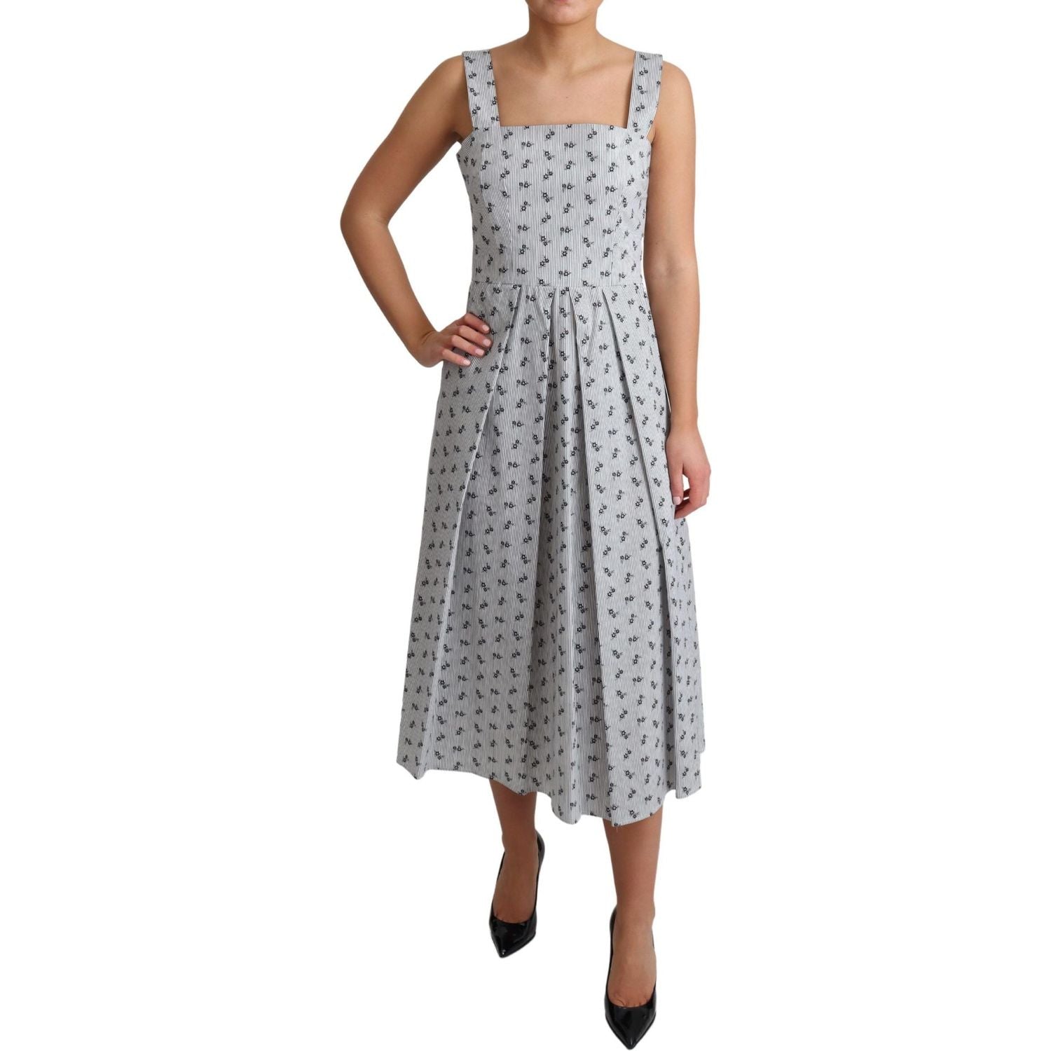 فستان دولتشي آند غابانا الأنيق المخطط المزهر