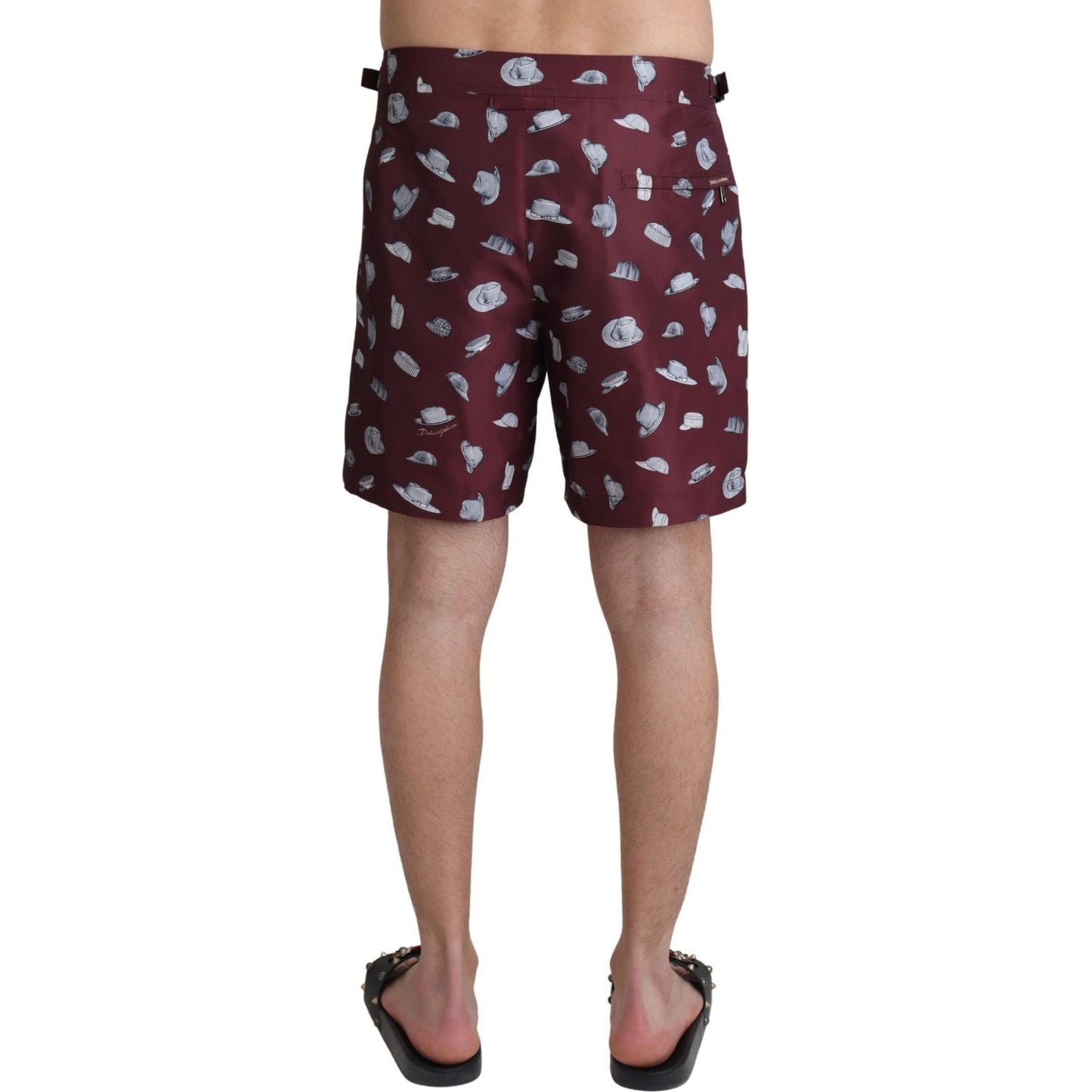 Dolce & Gabbana Maroon Hats Print Beachwear Shorts Swimwear BIK1118-IT4