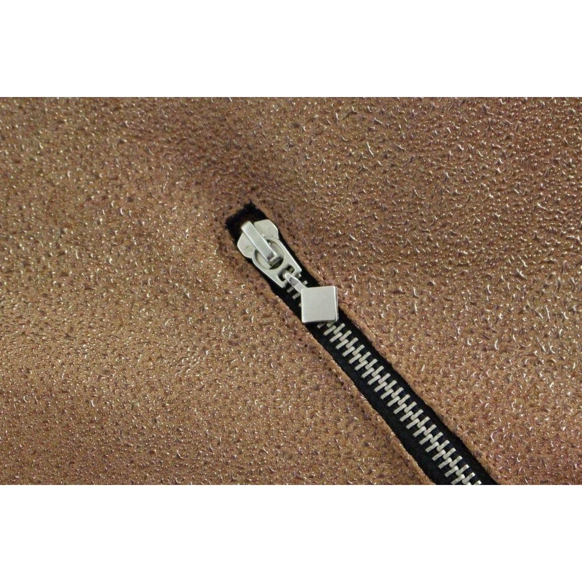 سترة جلدية بدون أكمام من La Maison du Couturier باللون البني الغامق