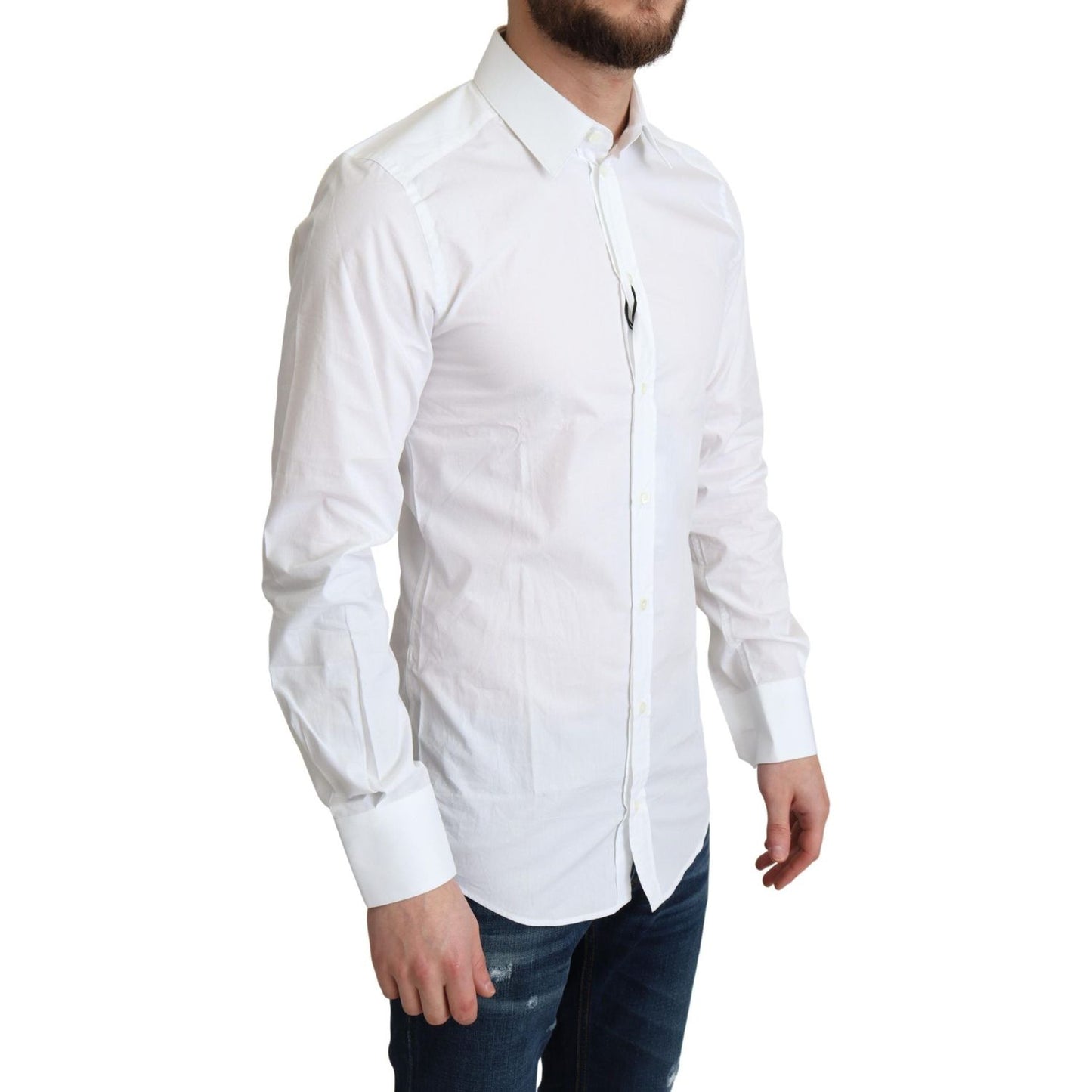 Dolce & Gabbana White Pure Cotton Men Dress Formal Shirt