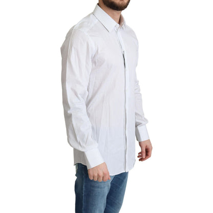 Dolce & Gabbana White Stripes Cotton Formal Dress Shirt