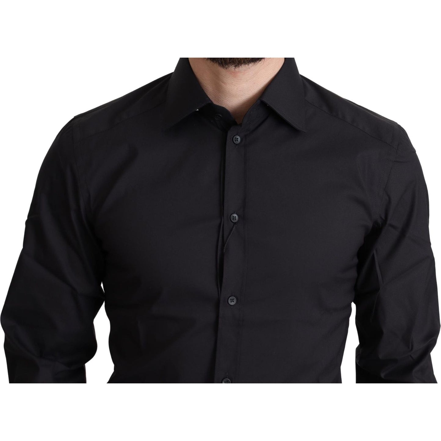 Dolce & Gabbana Black Cotton Blend Formal Dress Shirt