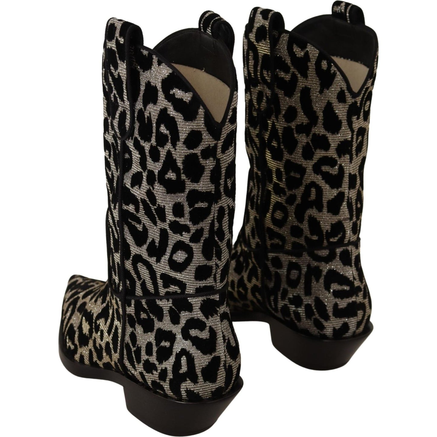 Dolce & Gabbana Gray Black Leopard Cowboy Boots Shoes LA9033-37