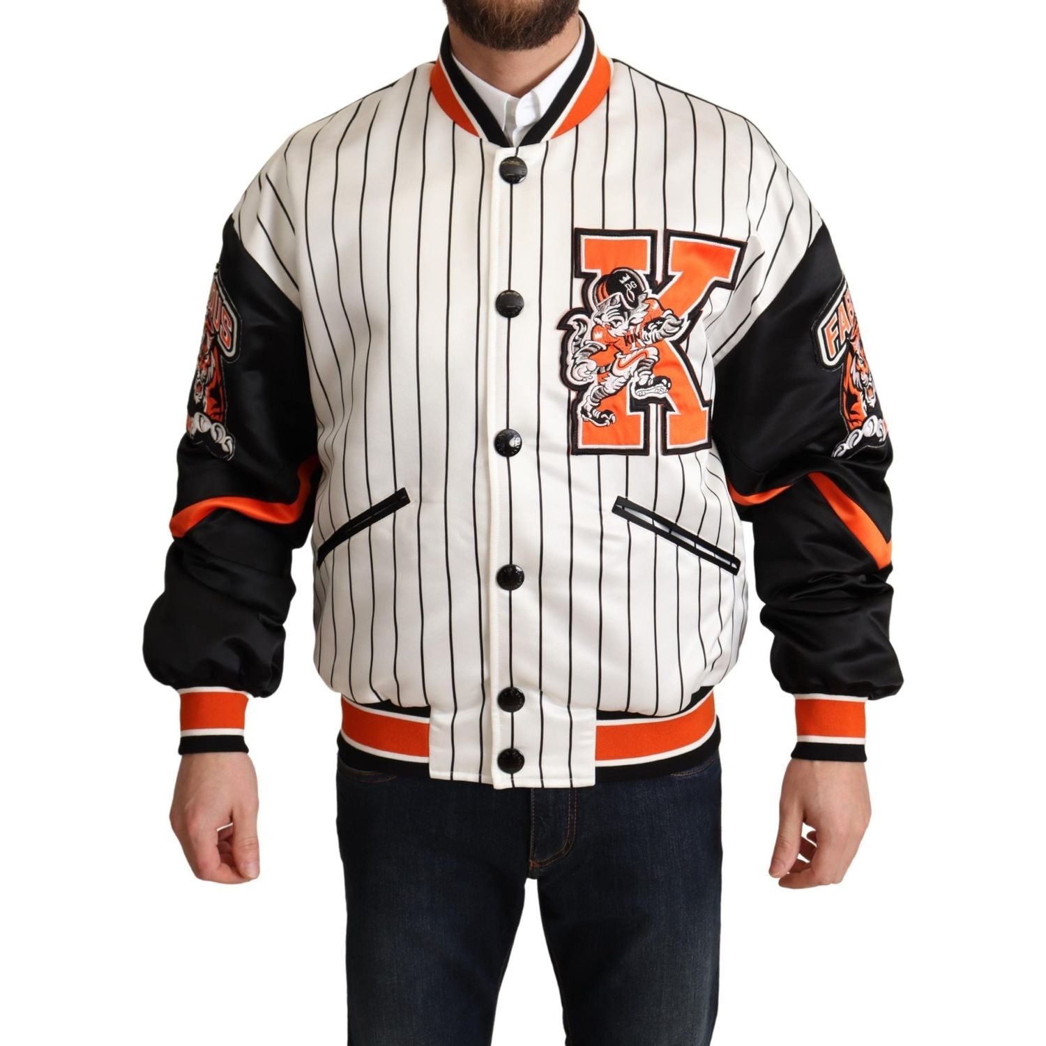 سترة بومبر دولتشي آند غابانا ريجال ليون باللون الأبيض