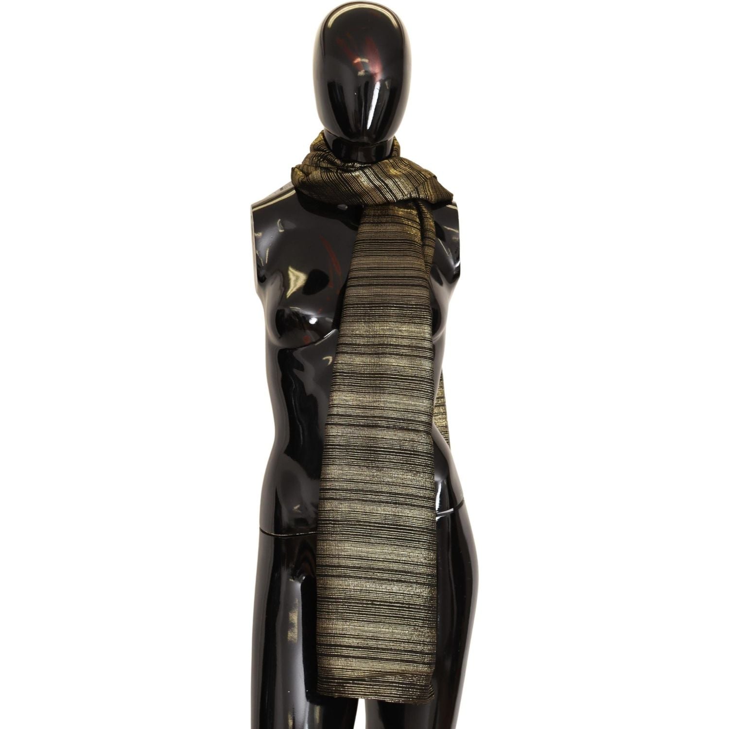 Dolce & Gabbana Metallic Gold Silk Stretch Shawl Wrap Scarf