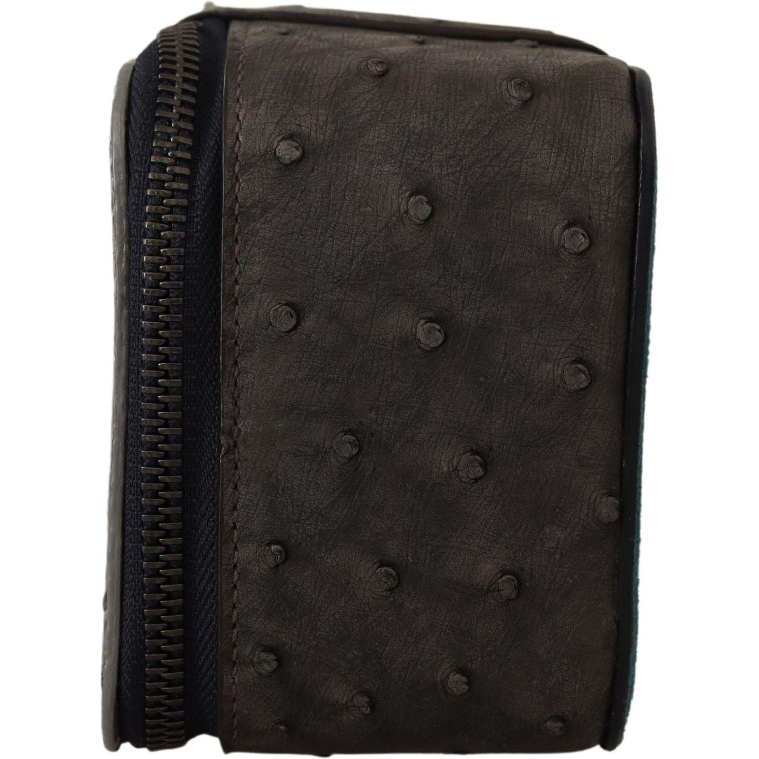 Dolce & Gabbana Gray Skin Leather Vanity Case Toiletry Shaving Bag