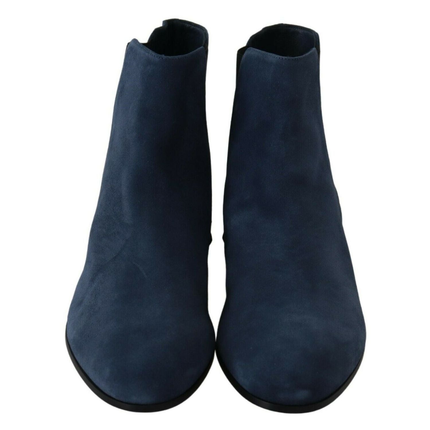 Dolce & Gabbana Blue Suede Embellished Studded Boots Shoes