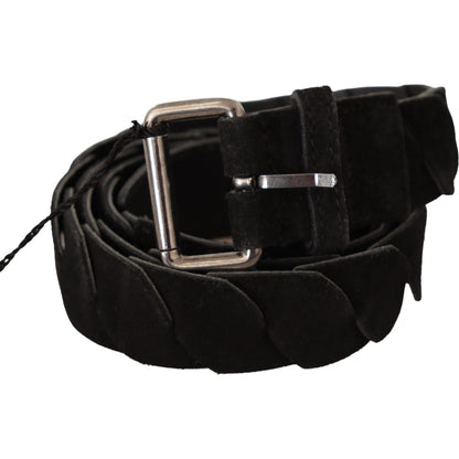 GF Ferre Black WX Silver Tone Buckle Waist Belt MAN BELTS