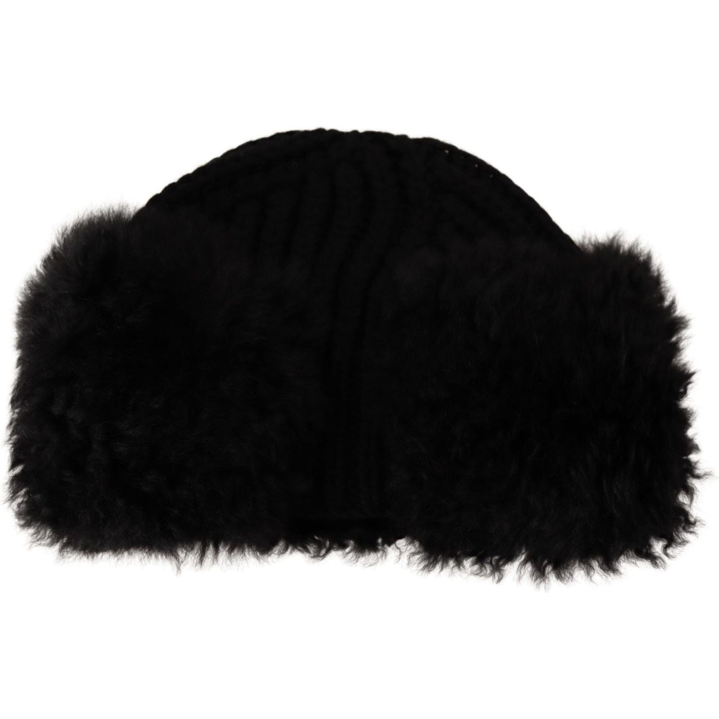 Dolce & Gabbana Black Cashmere Fur Women Beanie Women Hat Beanie Hat